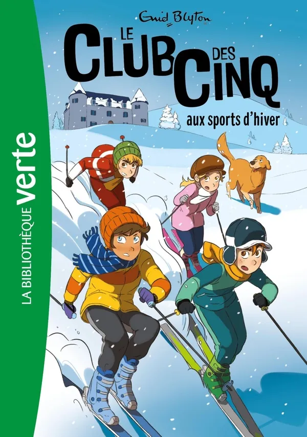 Couverture de Bibliothèque verte - Le Club des Cinq aux sports d'hiver